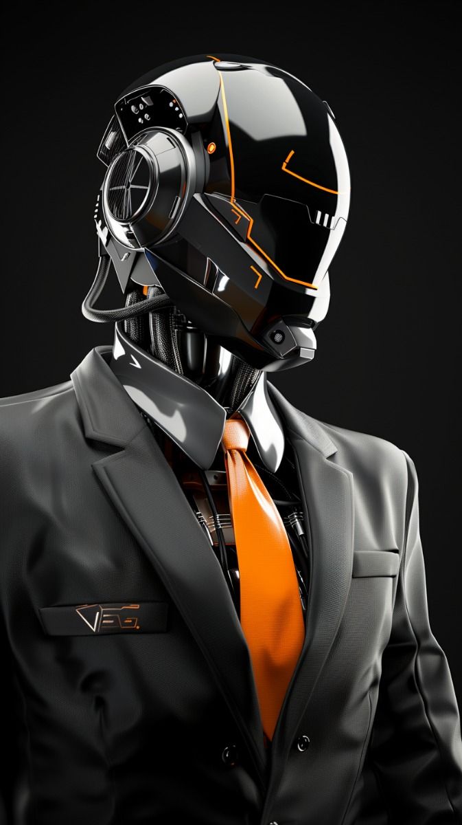 Robotic businessman facing the login area